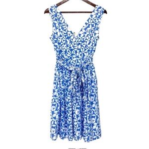 G.H. Bass & Co. Blue & White Floral Cotton Tie Back V-Neck Sundress Size 2